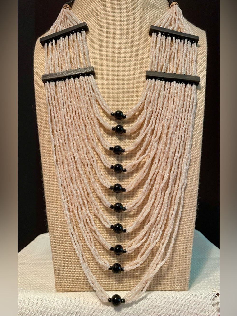 Ghanaian Glass Beaded Breastplate Necklace - Picture 6 of 6